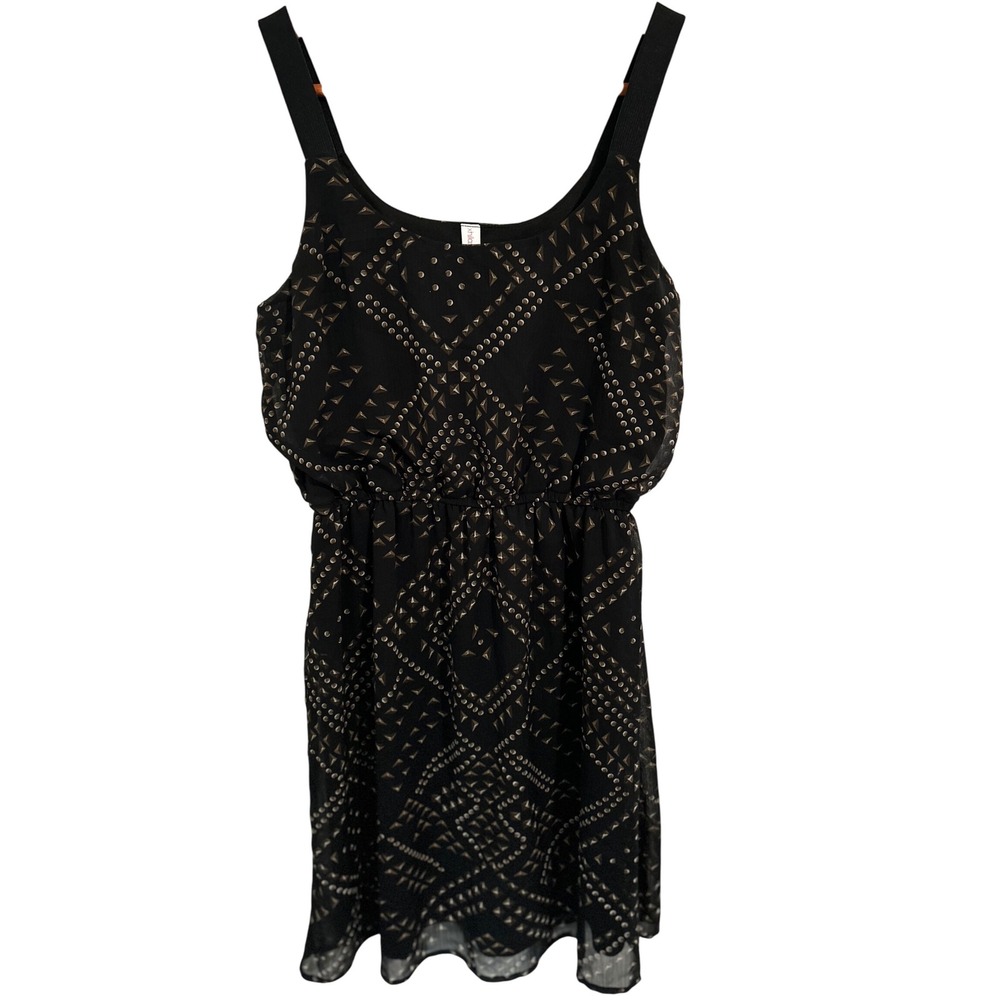 Xhilaration‎ Sleeveless Blouson Mini Dress Black and Gold Juniors Size Medium